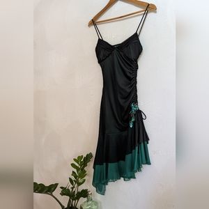 (SOLD) Midnight Emerald Asymmetrical Cocktail Dress